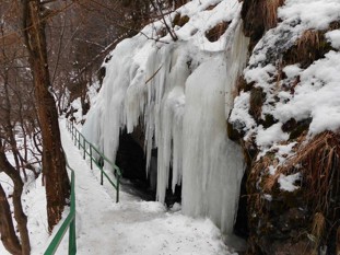 Nádherný ledopád, který se za příznivých zimních podmínek tvoří na Riegrově stezce. Datum: 11.02.2017.